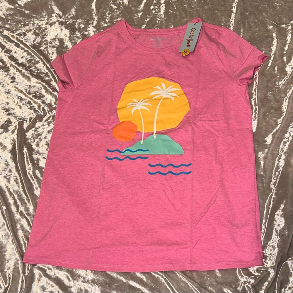 Girls Cat & Jack Beach Sunset Graphic Shirt